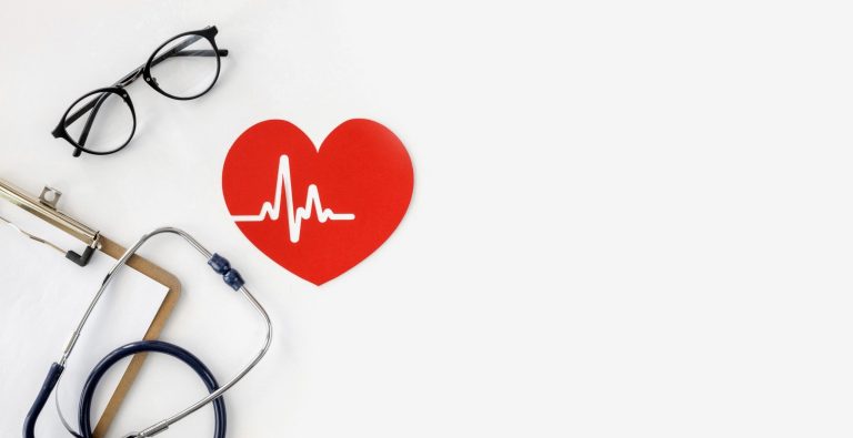 Image of a heart icon, stethoscope and clipboard.